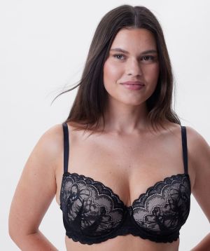 Posie Lightly Lined Balconette Bra - Black