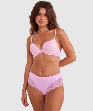 Luxe Lace High Waist Brazilian Knicker - Pink