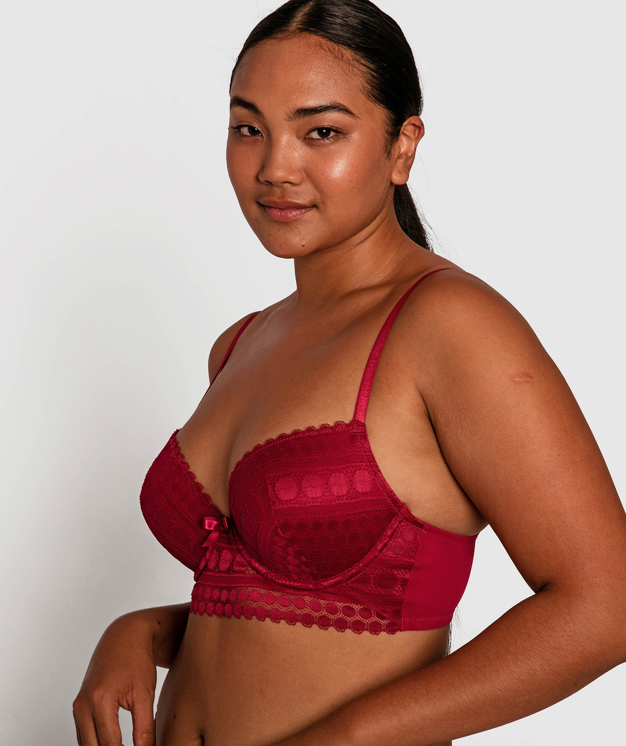 Dotty Push Up Bra -  Dark Red