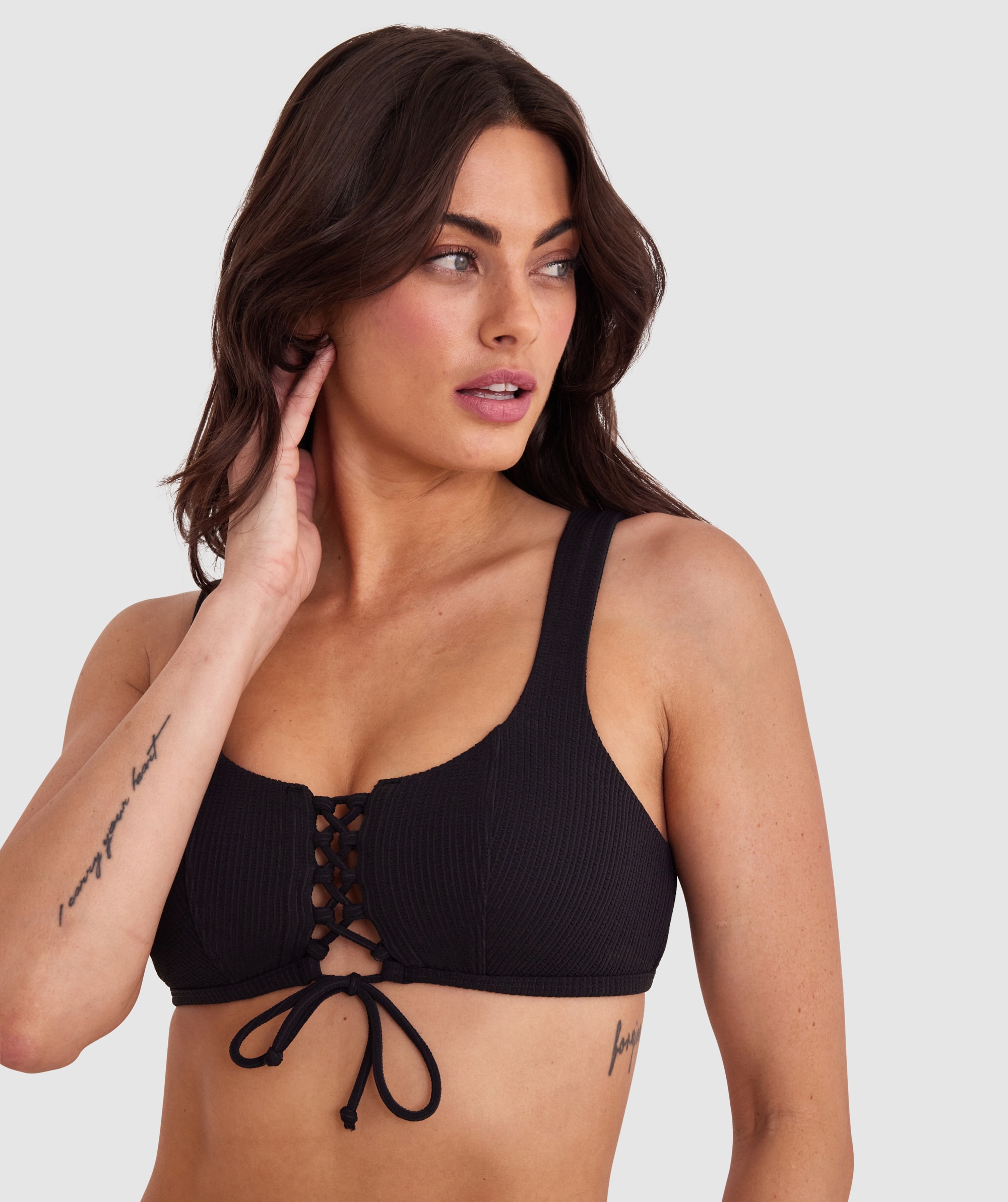 Planet Bliss Swim New Wave Crop Top - Black