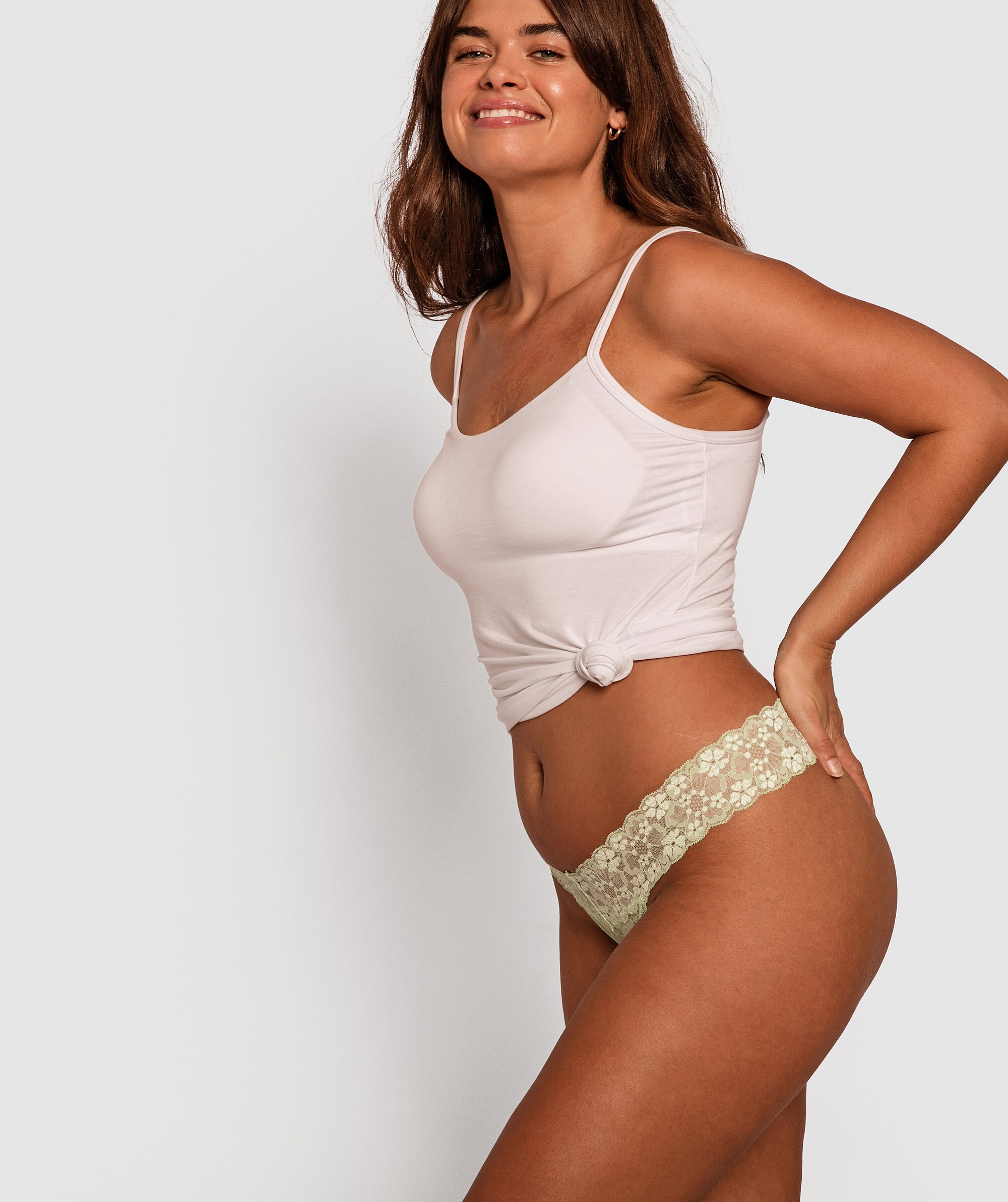 Evie V String Knicker - Light Green