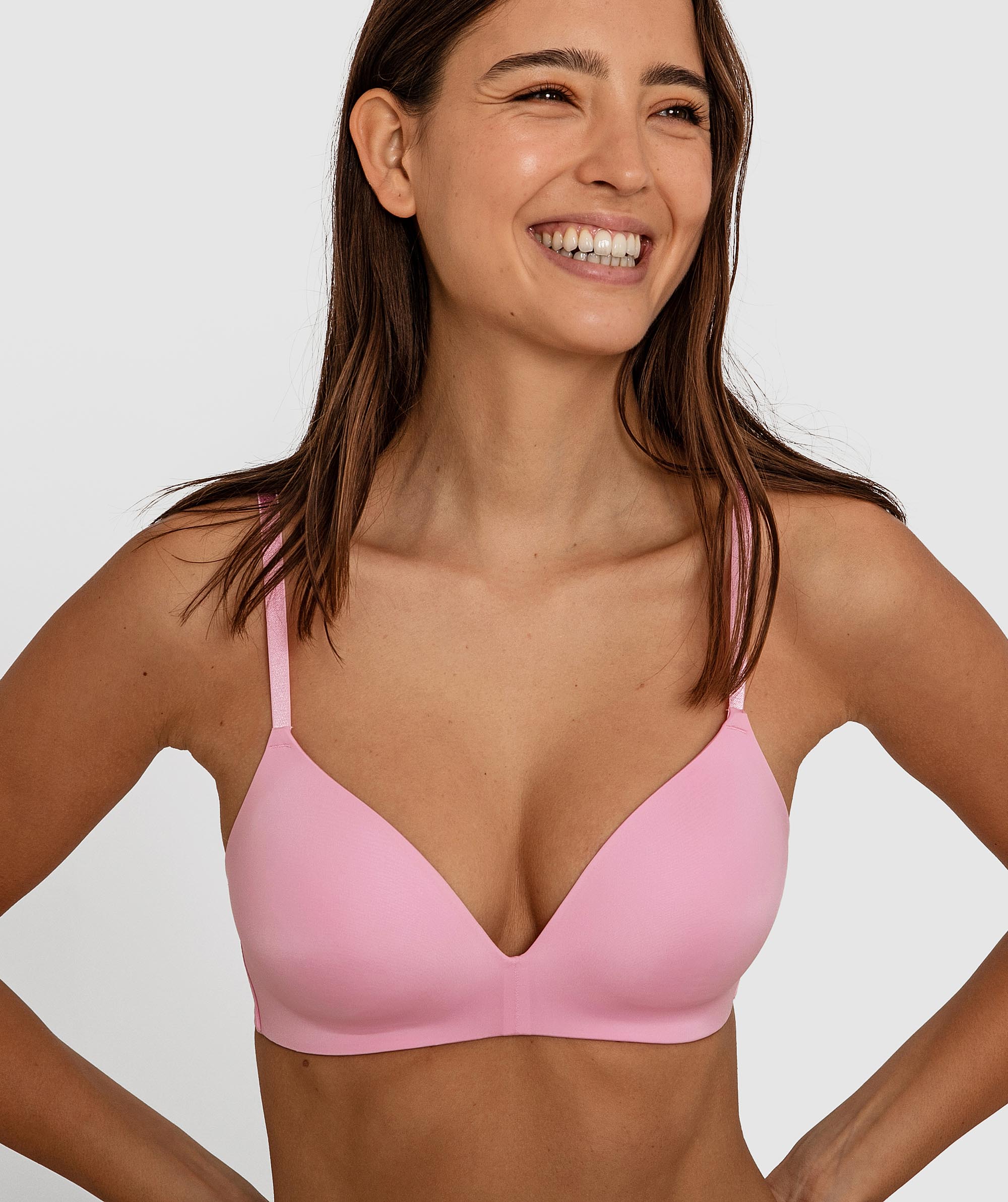Jewel Contour Plunge Wirefree Bra - Light Pink