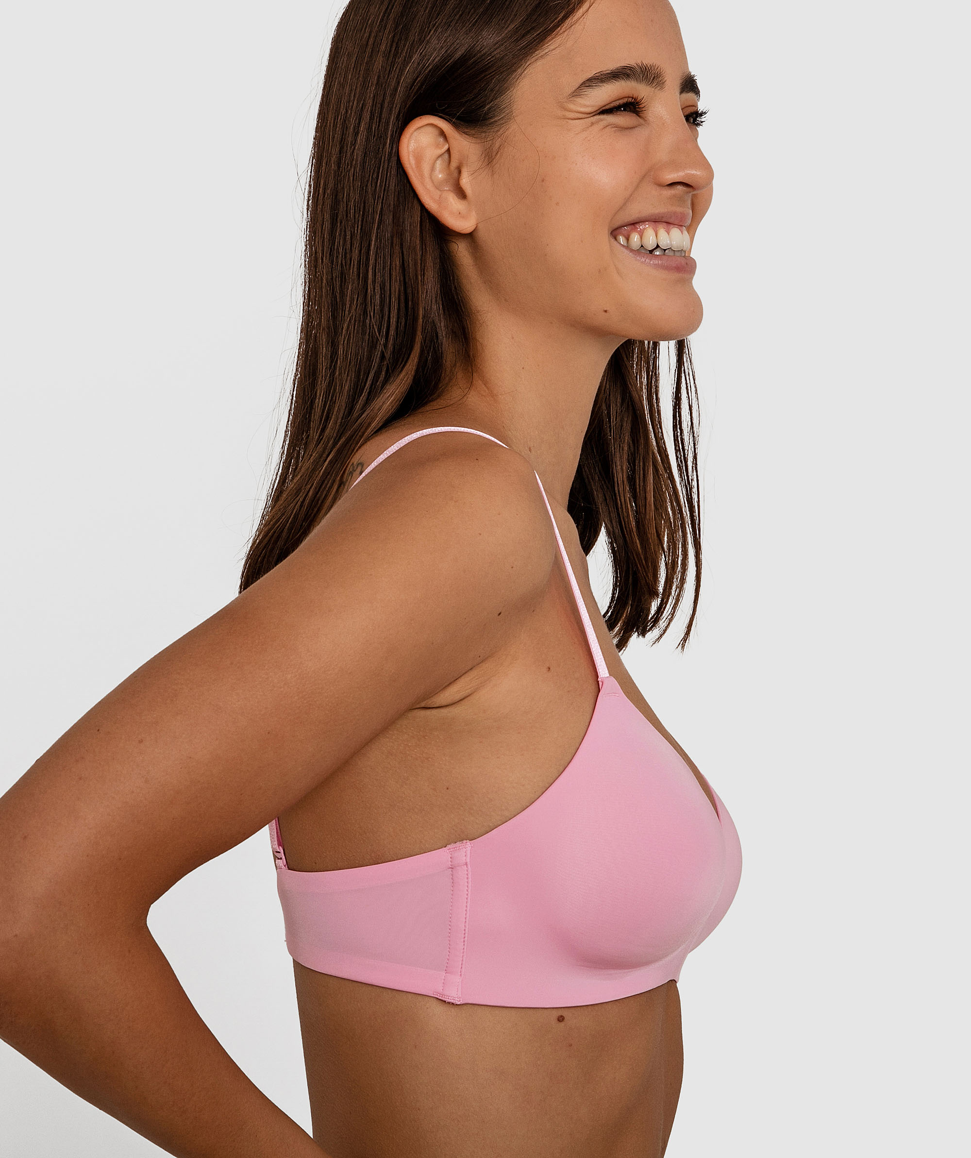 Jewel Contour Plunge Wirefree Bra - Light Pink