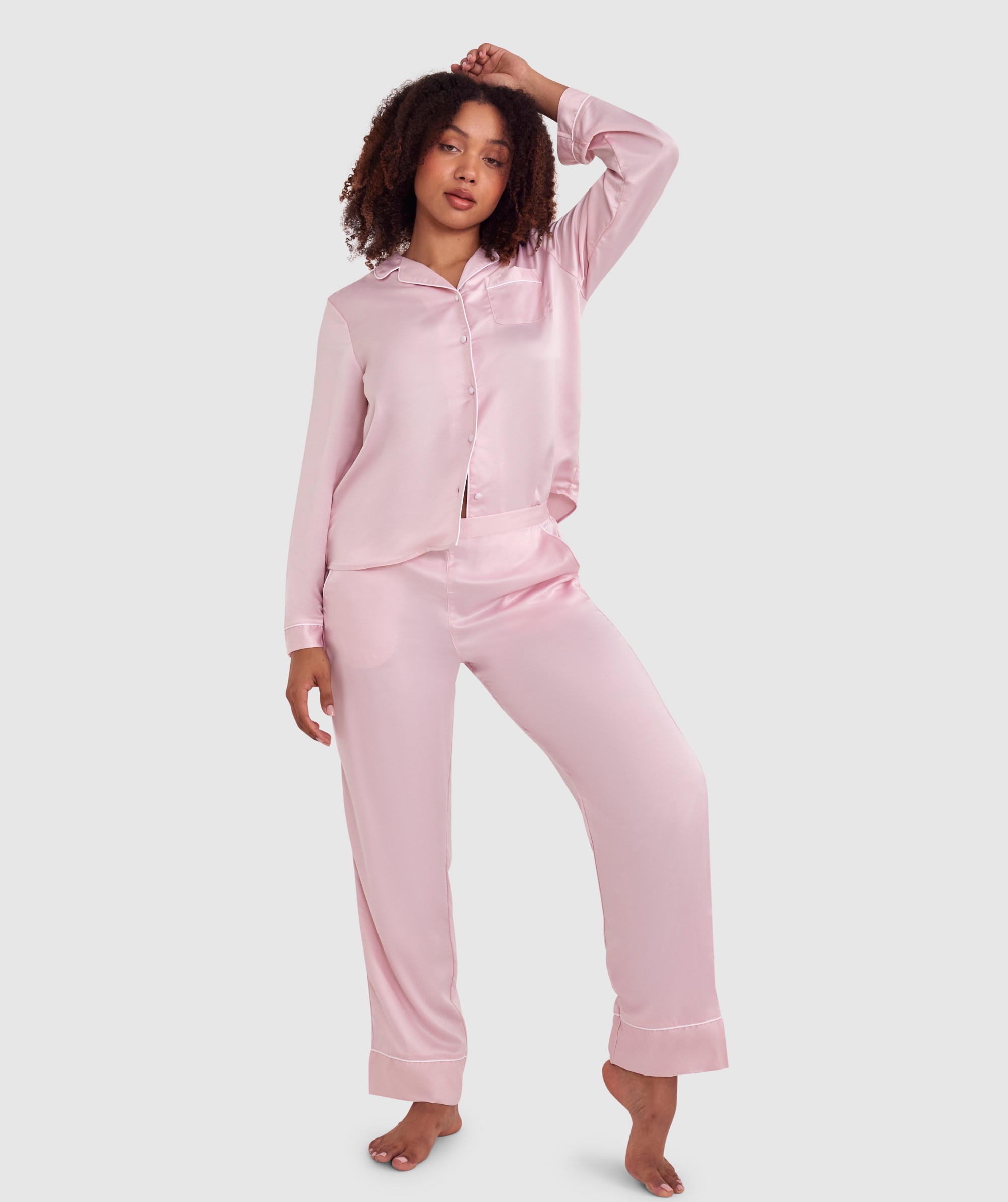 Liquid Satin Long Pants - Light Pink