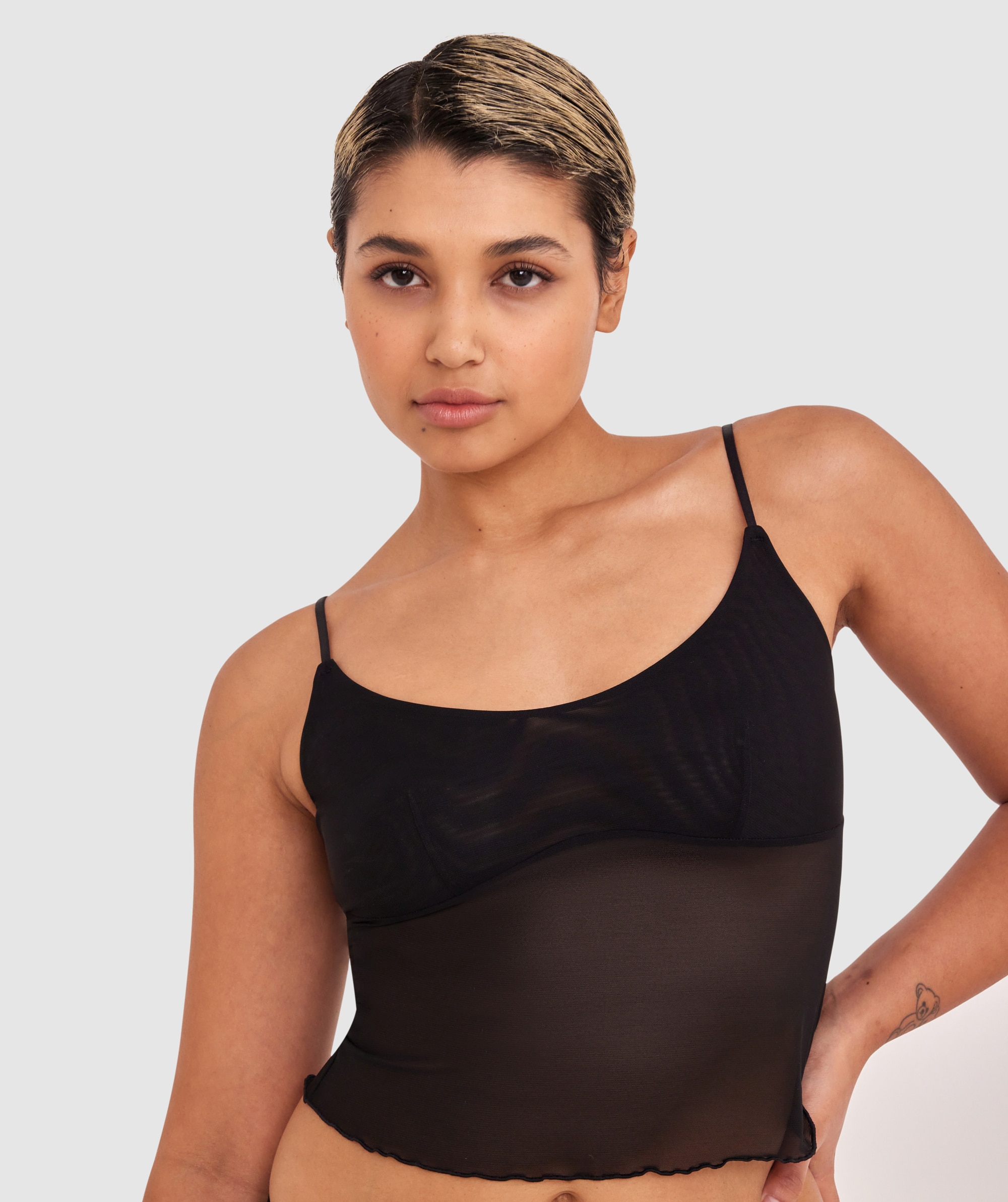 【正規品質保証】 made-for-mesh-cami-black- トップス