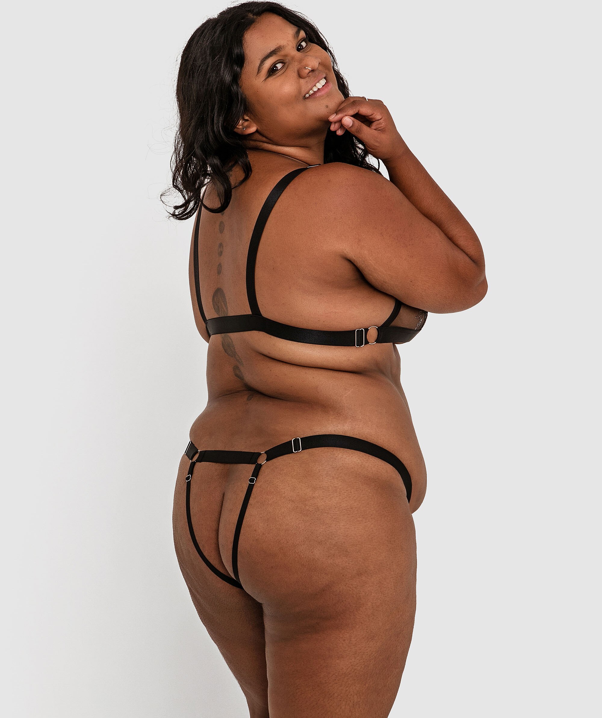 Night Games Empowered Crotchless Knicker - Black
