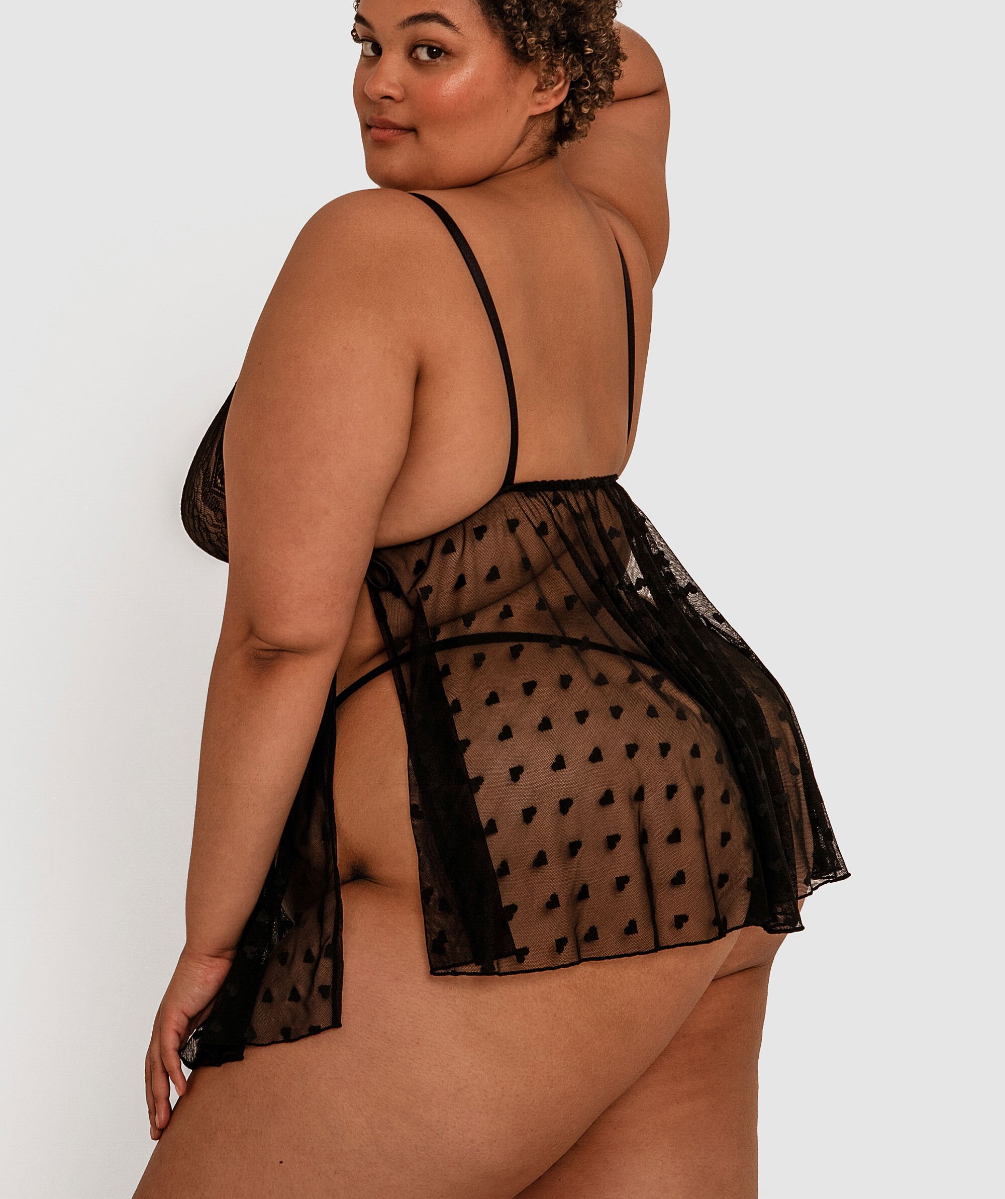 Night Games Love Fool Babydoll Set - Black