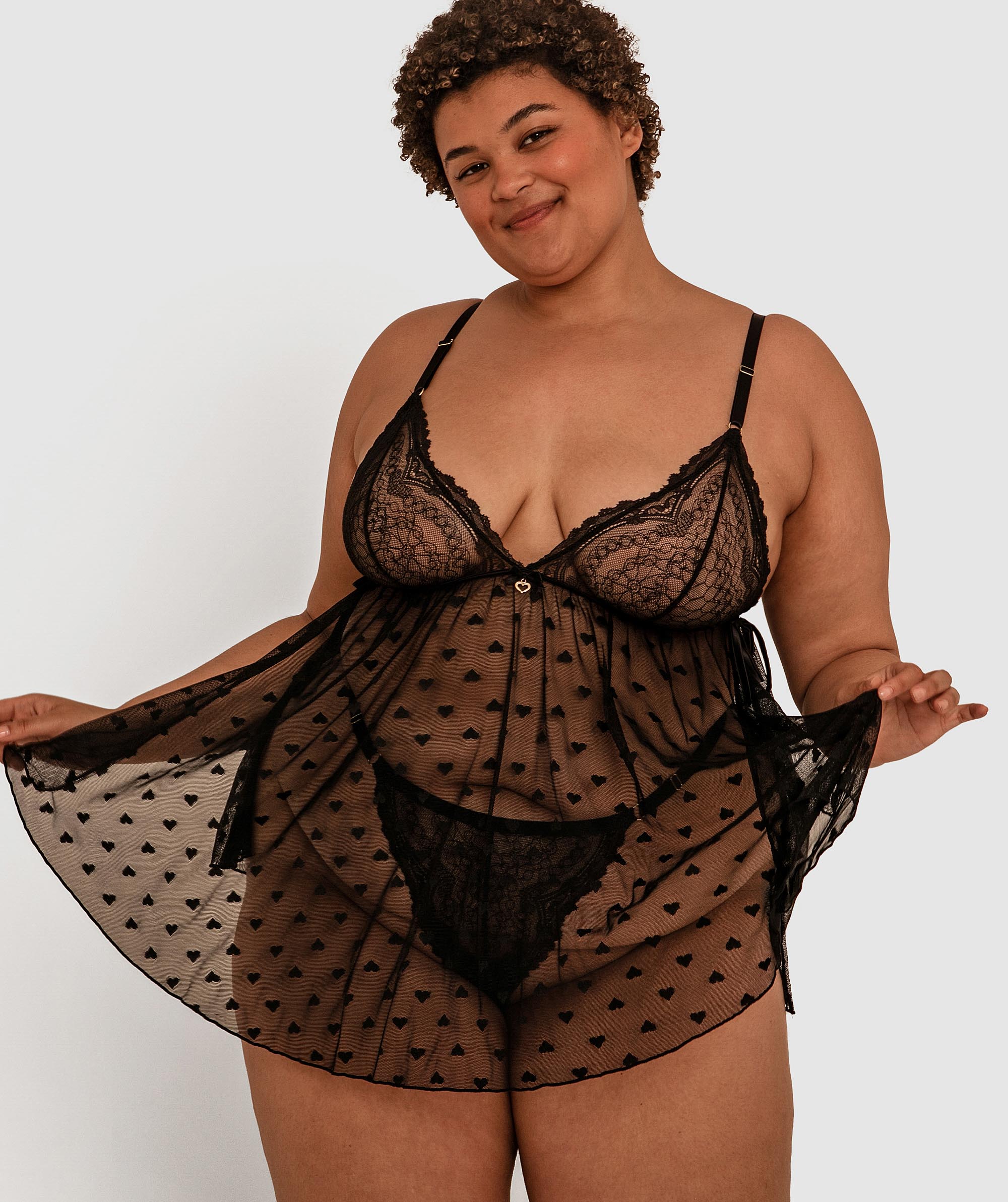 Night Games Love Fool Babydoll Set - Black