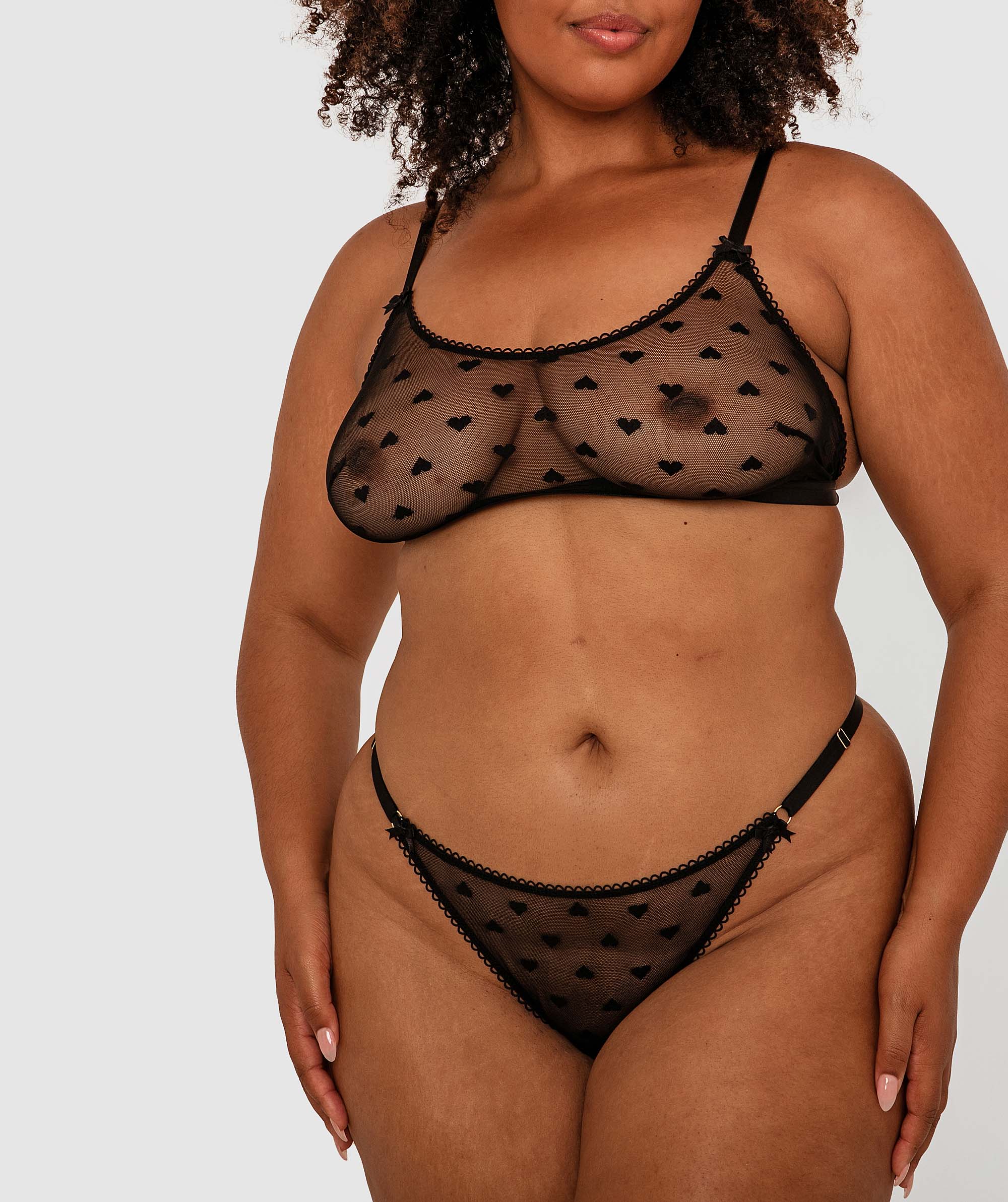 Night Games Love Fool Bralette & Mini V Set - Black