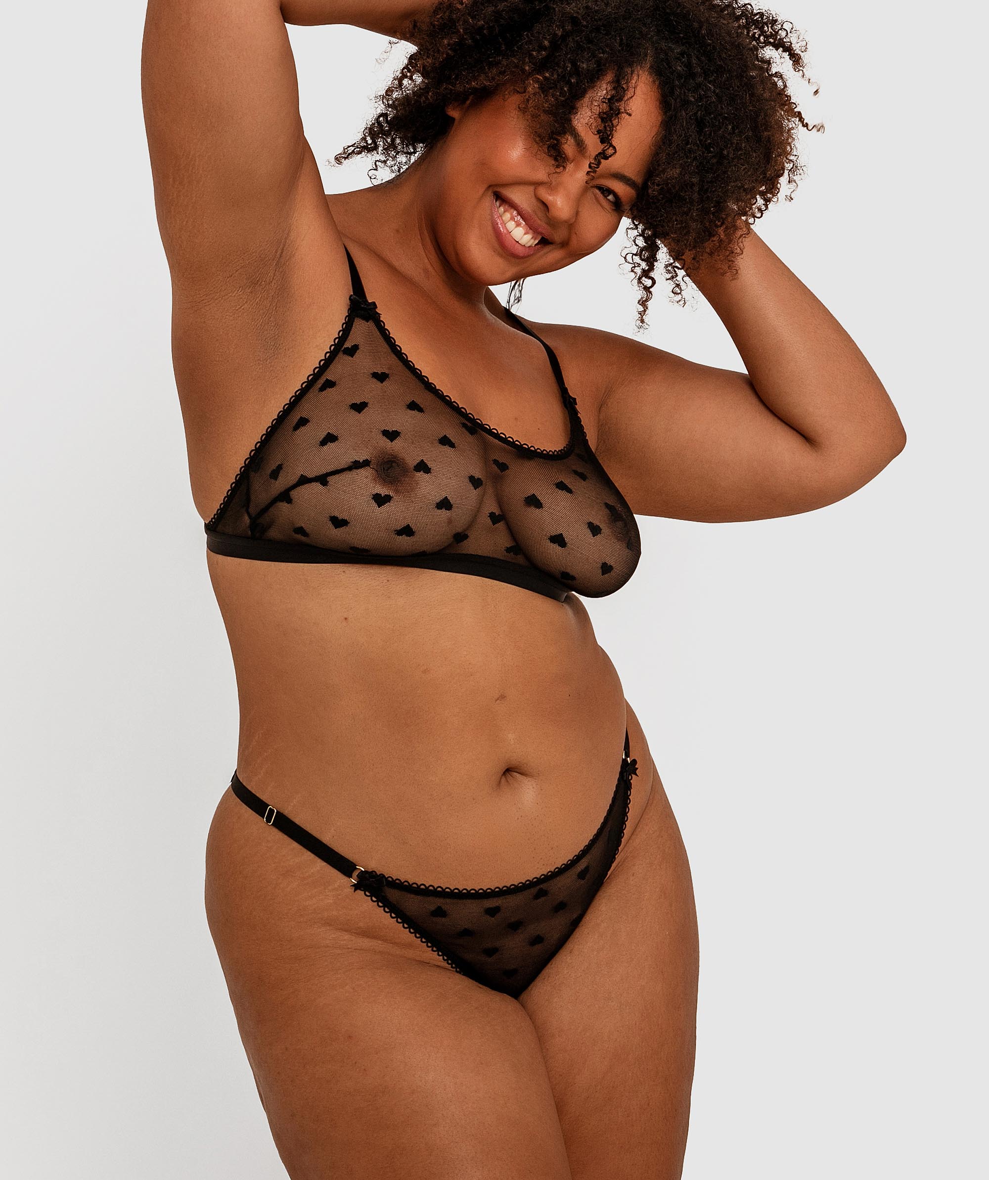 Night Games Love Fool Bralette & Mini V Set - Black