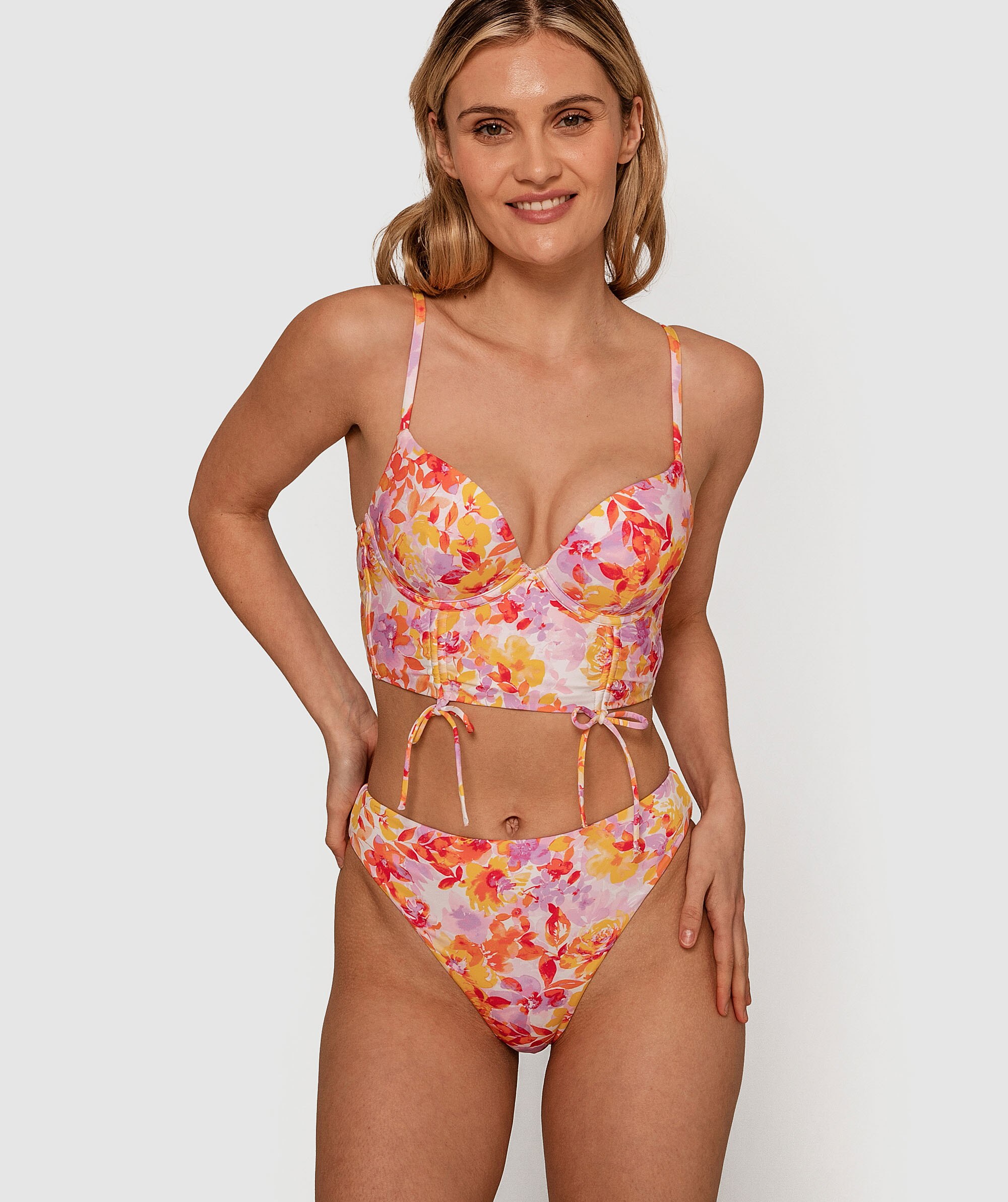 Planet Bliss Swim Vibrant Vacation Push Up Top - Floral Print