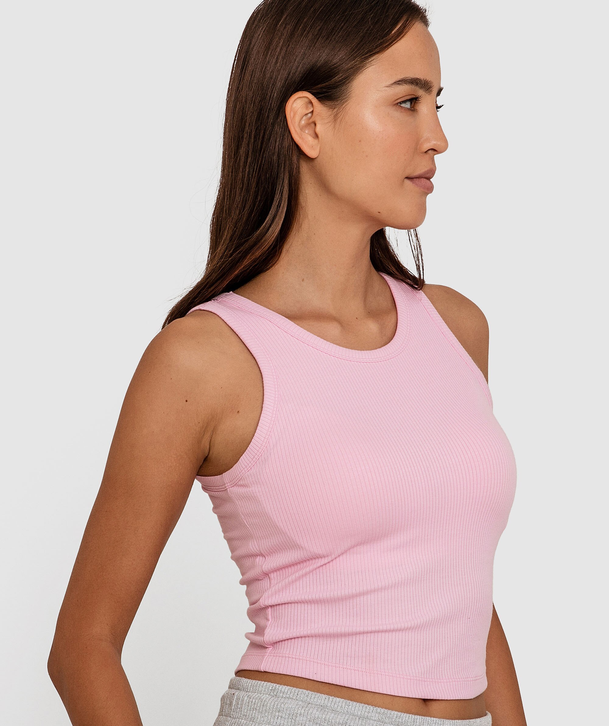 Rib Tank with Shelf Bra - Light Pink