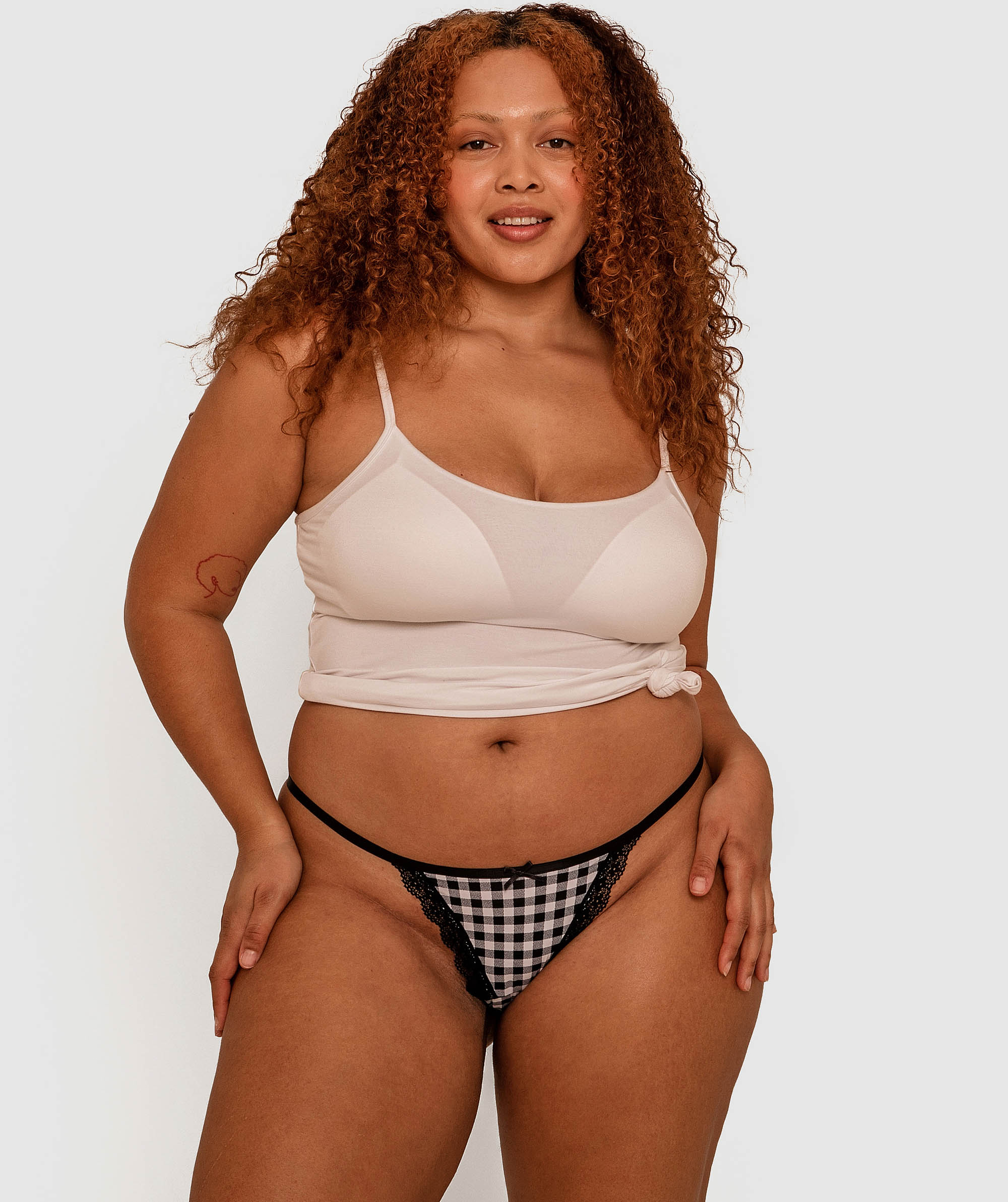 Rosy Mini V - Black Check Print