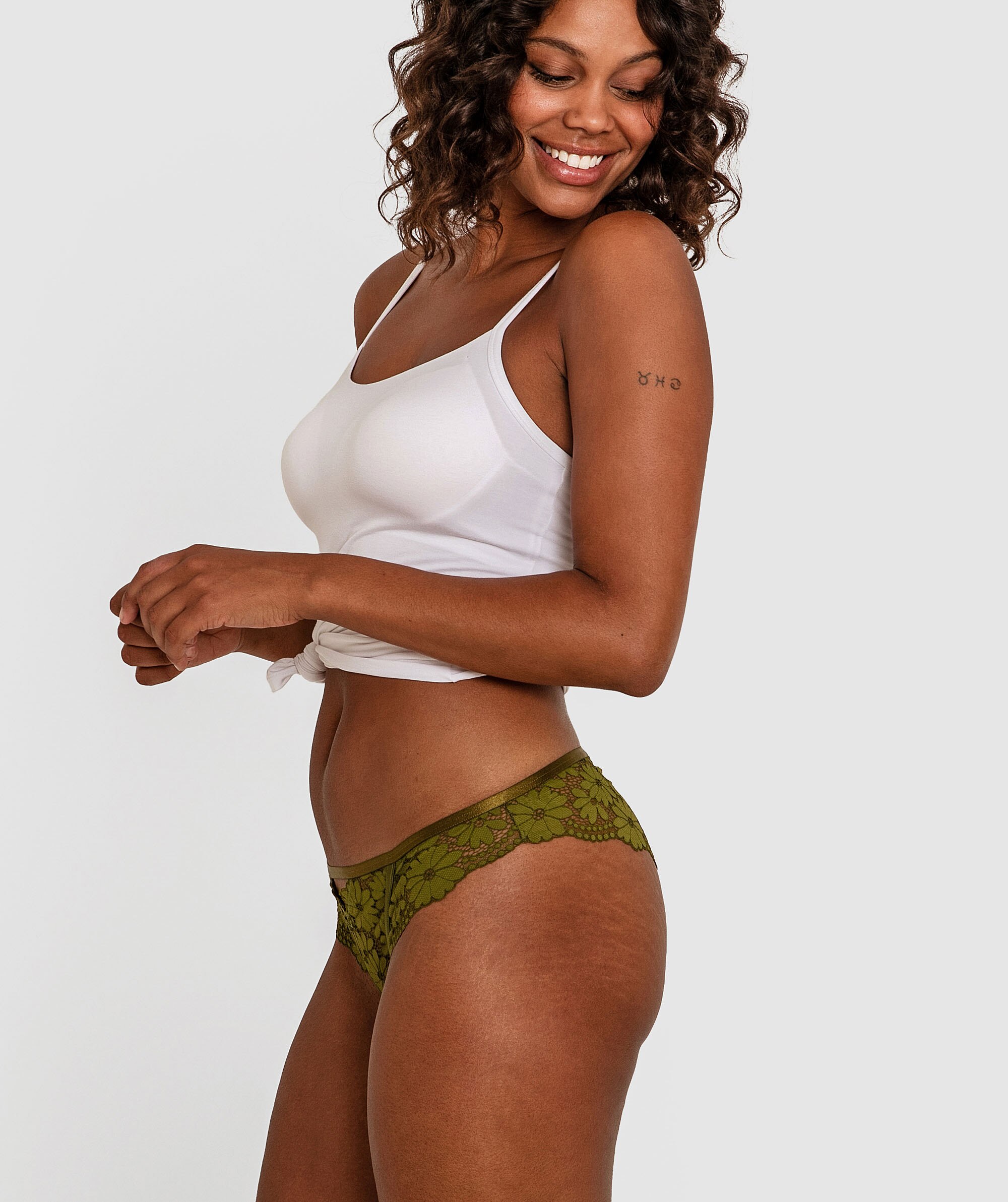 Saskia Brazilian Knicker - Khaki