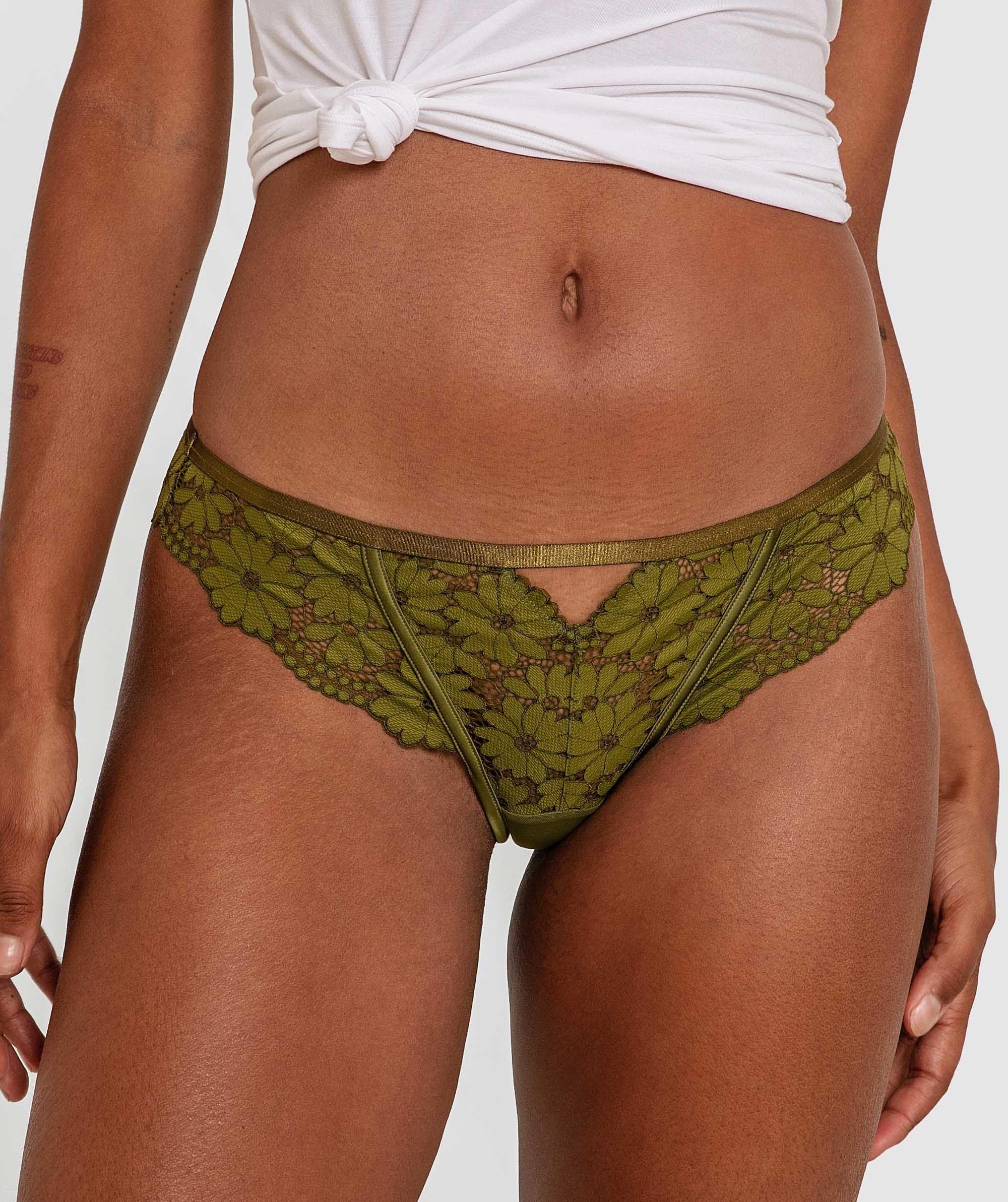 Saskia Brazilian Knicker - Khaki