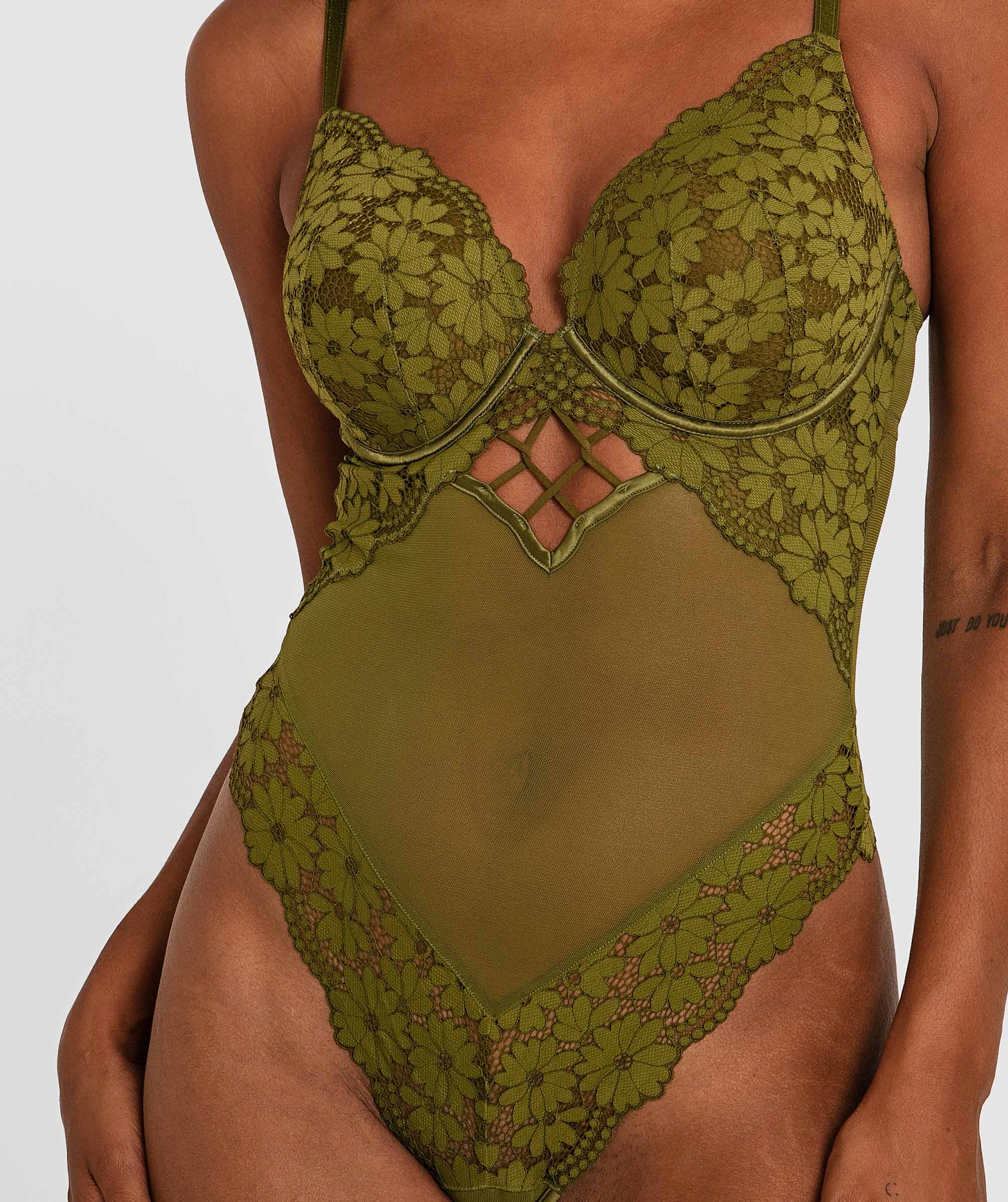 Saskia Contour Plunge Bodysuit - Khaki