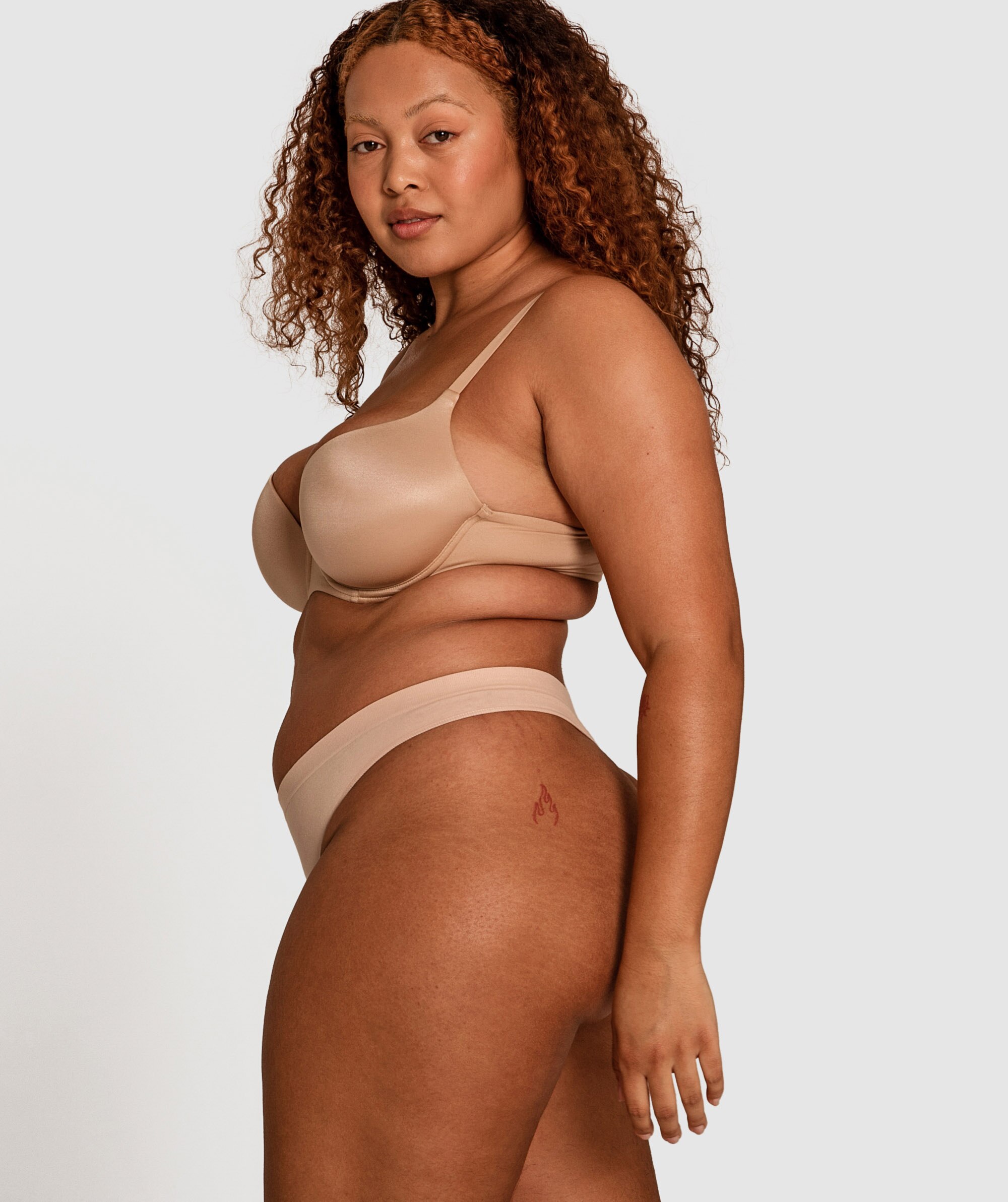 Seamless With Cotton V String Knicker - Blush Pink