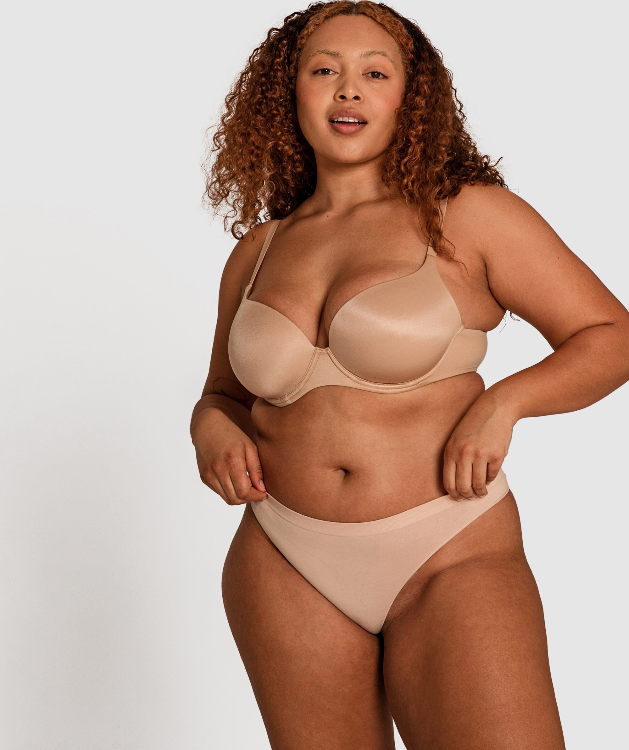 Seamless With Cotton V String Knicker - Blush Pink