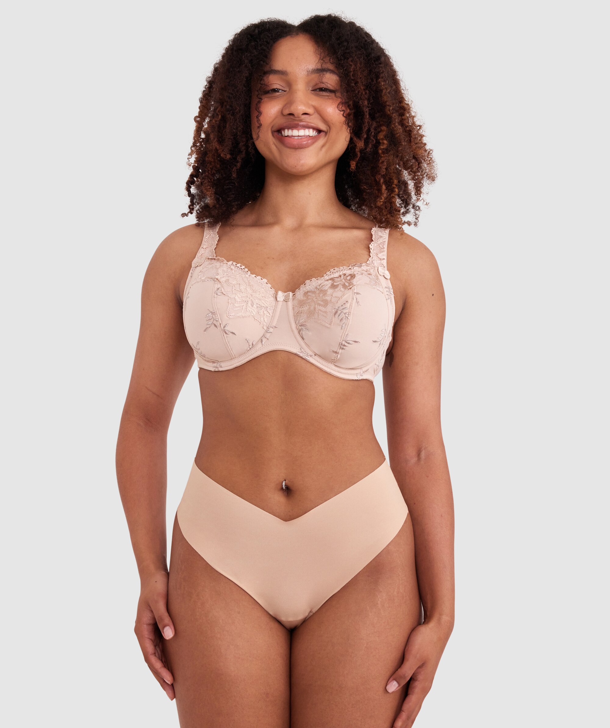 Smooth Comfort High Waist V-String Knicker - Nude