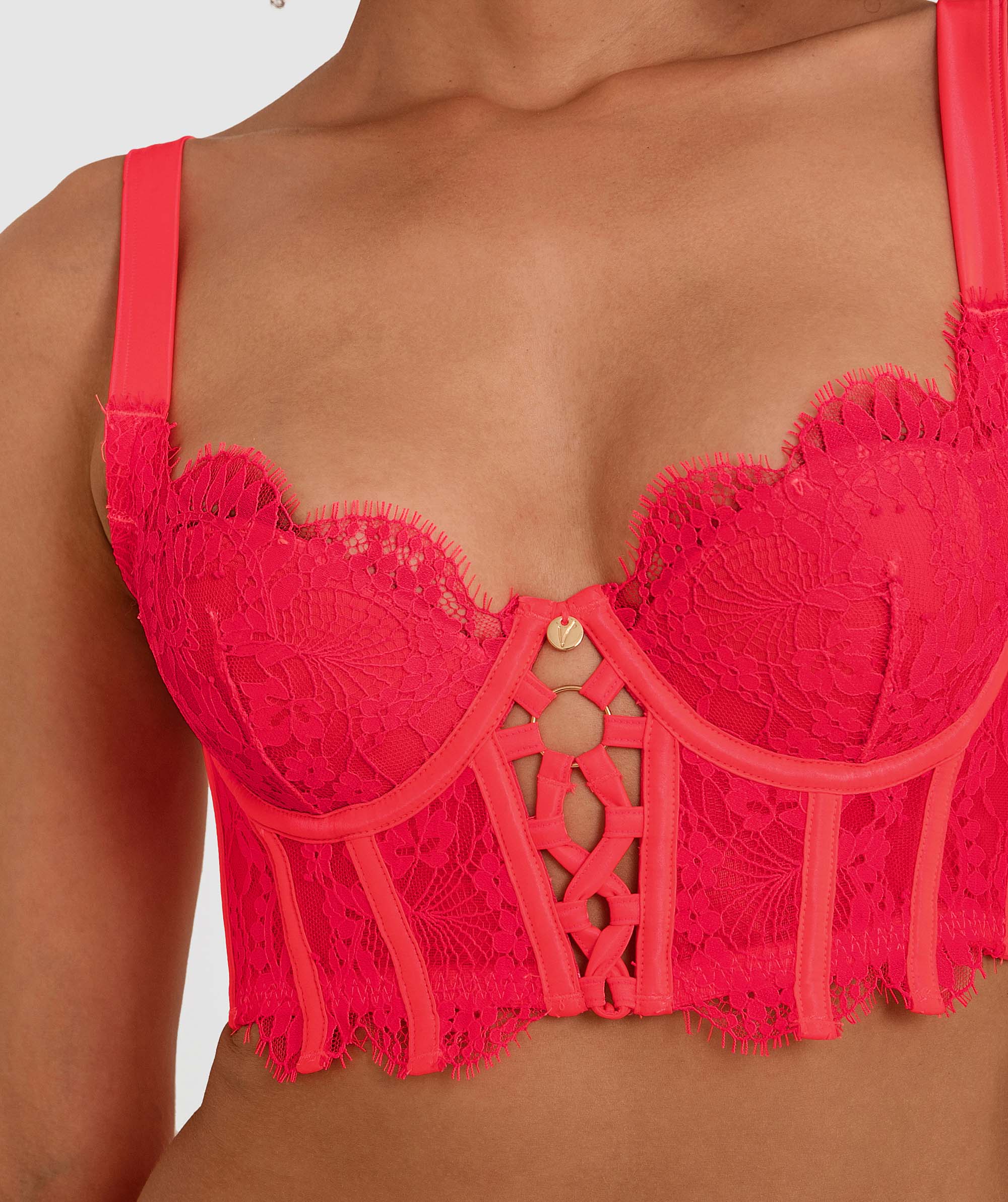Vamp Tied To You Push Up Longline Bra - Fuchsia Pink